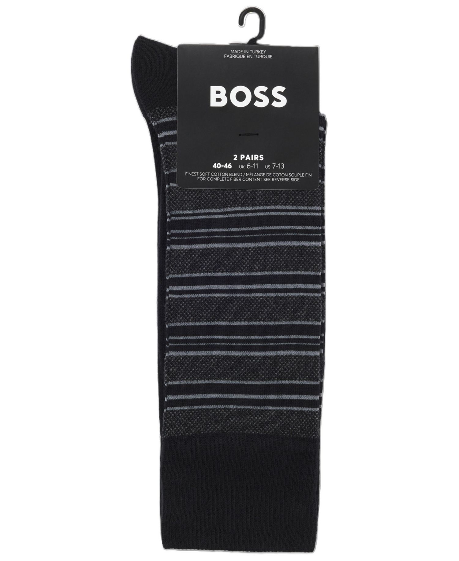 Men's Striped Crew Cotton-Blend Socks, 2-Pack
