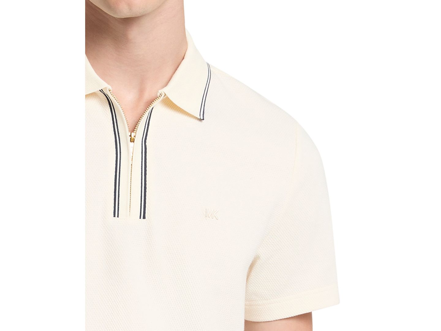 Мужское поло Michael Kors Bubble Knit Tipped Regular-Fit Polo Shirt, цвет: Костяной — фото 2