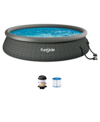 QuickSet Inflatable Ring Top Outdoor Above Ground Pool with Pump