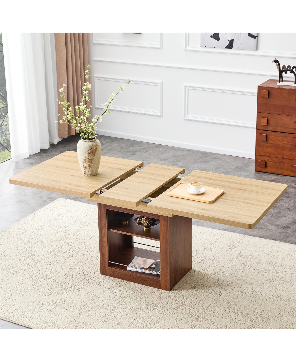 Flynama Expandable Mdf Dining Table with Storage, Finish