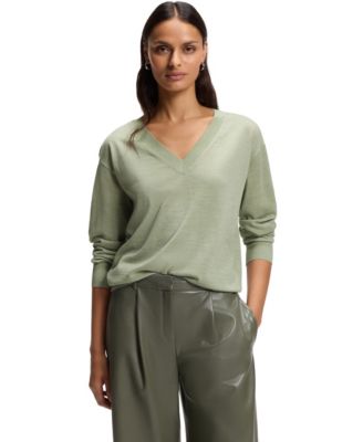BOSS by Women's Merino Wool Relaxed-Fit Sweater