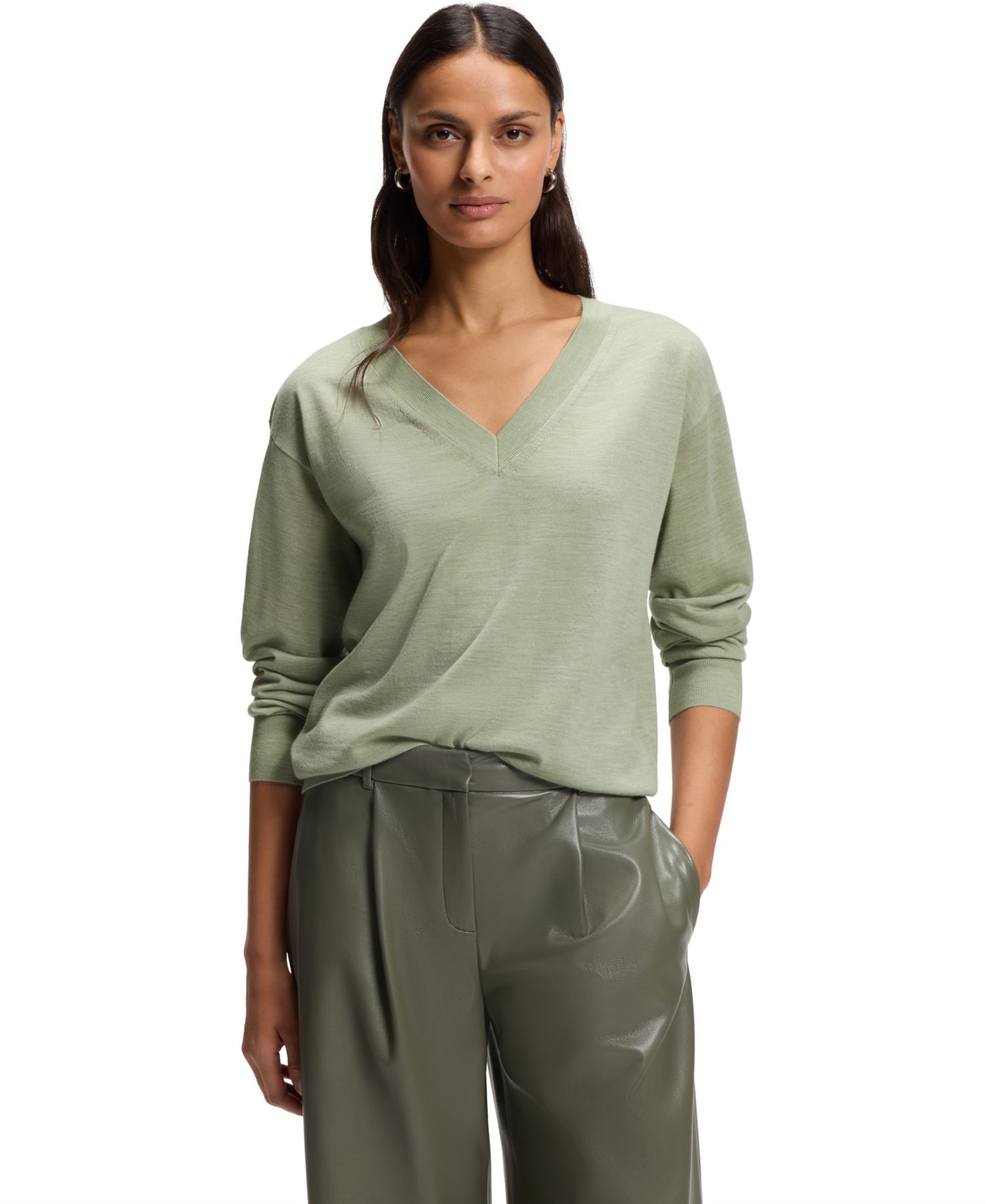 BOSS by Women's Merino Wool Relaxed-Fit Sweater