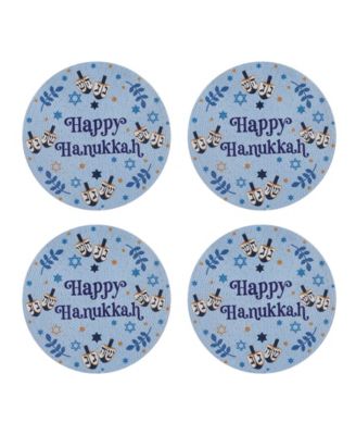 Happy Hanukkah Woven Braided Round Placemats, Set of 4