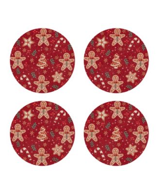 Holiday Treats Woven Braided Round Placemats, Set of 4