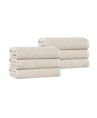 Destin Viscose Blend Absorbent Quick Dry Solid Ribbed Design 6-Piece Hand Towel Set