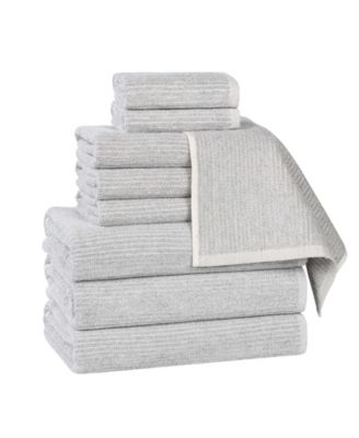 Destin Viscose Blend Absorbent Quick Dry Solid Ribbed Design 9-Piece Towel Set