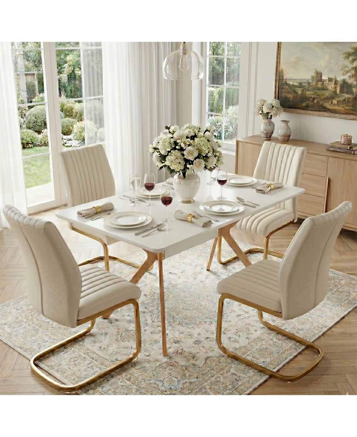 Flynama Modern Minimalist Dining Table with Mdf Top and Metal Legs
