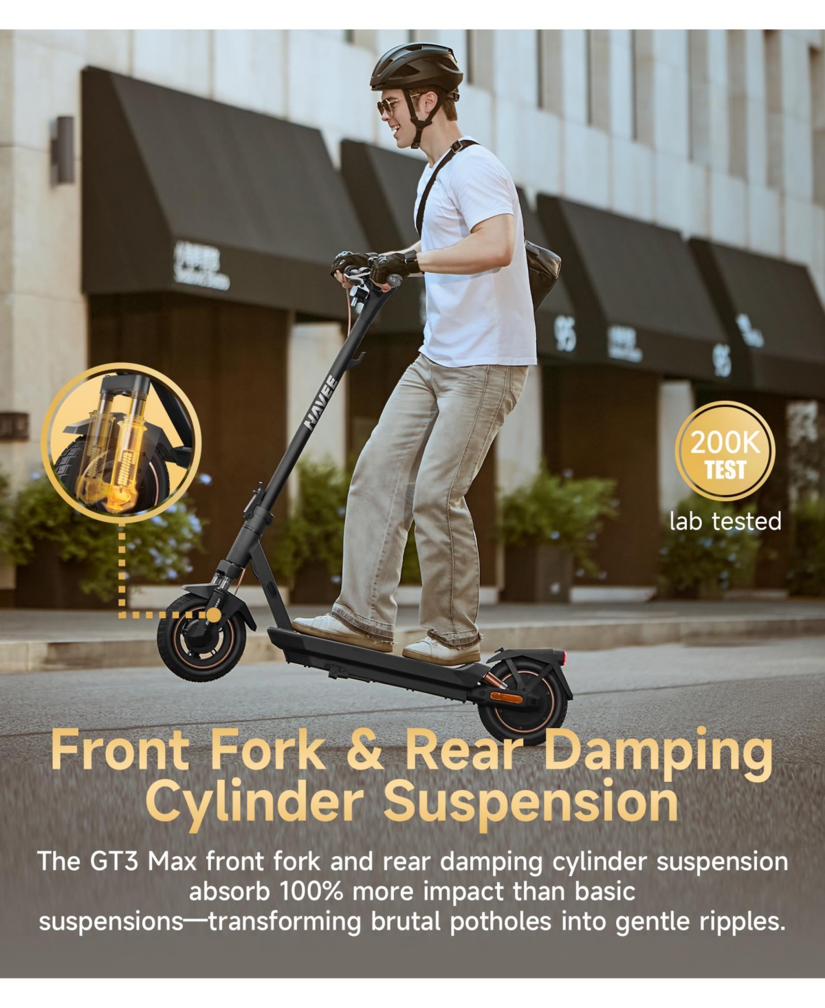 Navee GT3 Max Electric Scooter with 46.6miles Max Operating Range and 20mph Max Speed