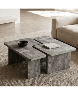  Modular Concrete Coffee Table Set of 2