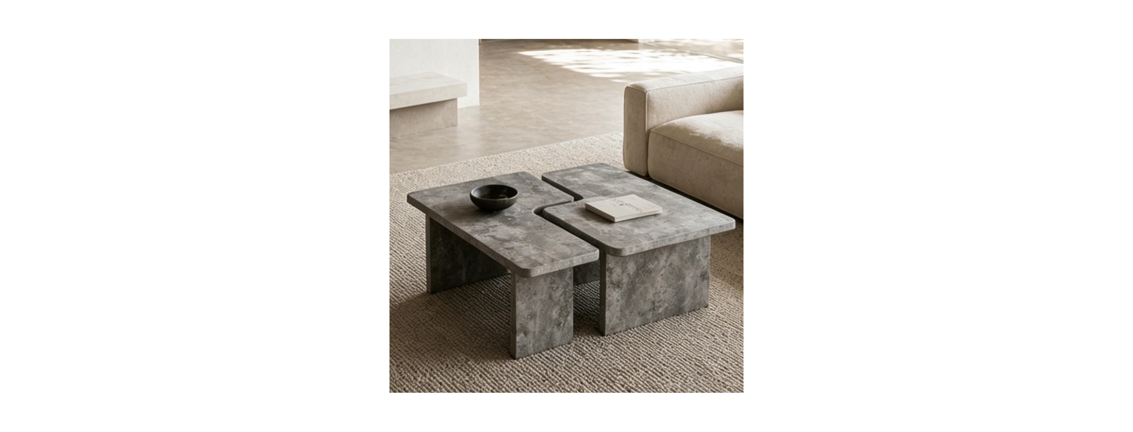 Streamdale Furniture Modular Concrete Coffee Table Set of 2