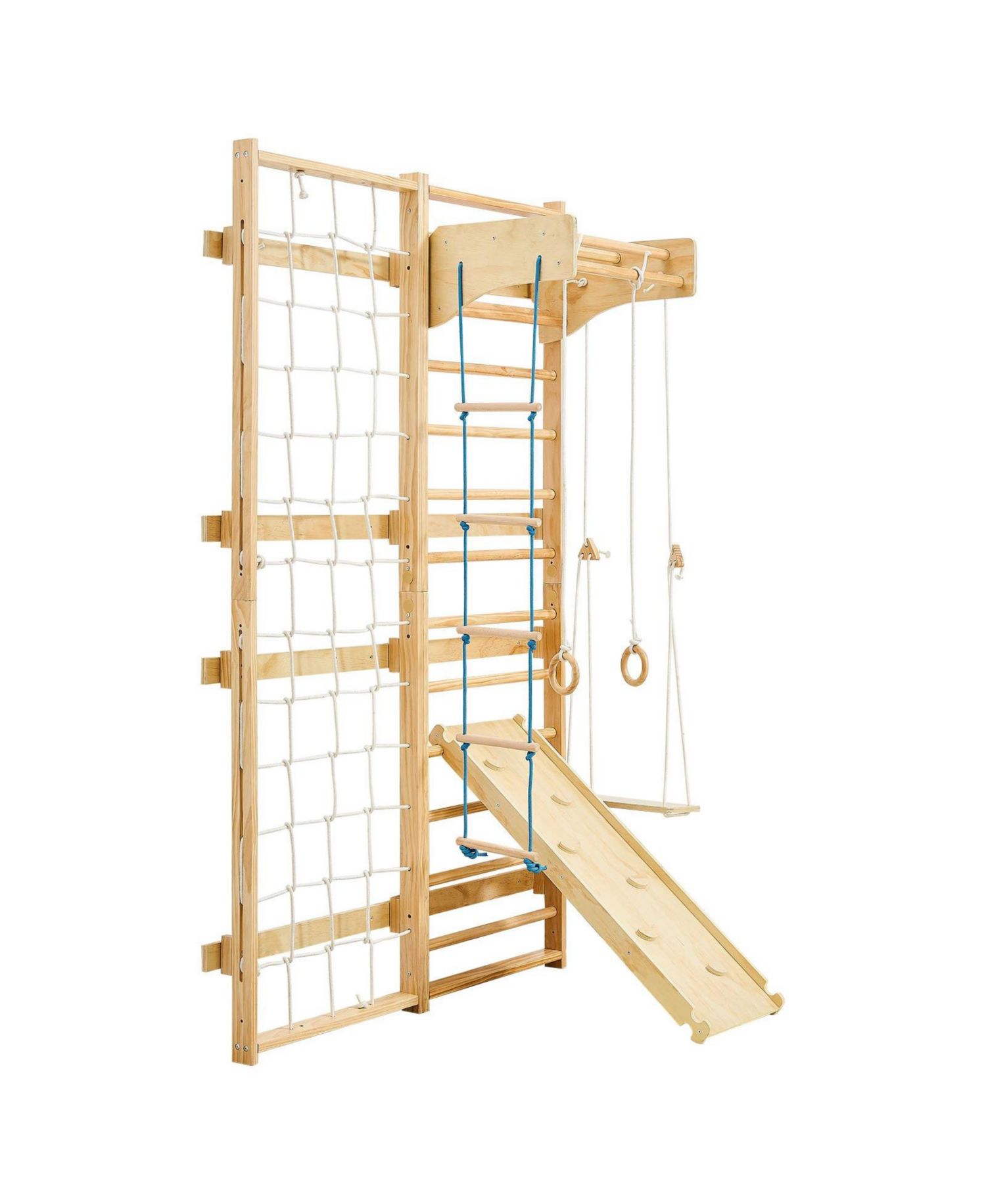 8 in 1 Swedish Ladder Wall Gym with Slide and Swing