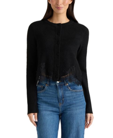 Женский кардиган Ellen Tracy Lace-Detail Long-Sleeve, цвет: Чёрный