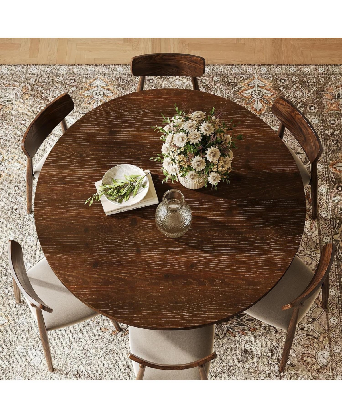 Tribesigns Solid Wood Round Dining Table, 47" Farmhouse Kitchen Table