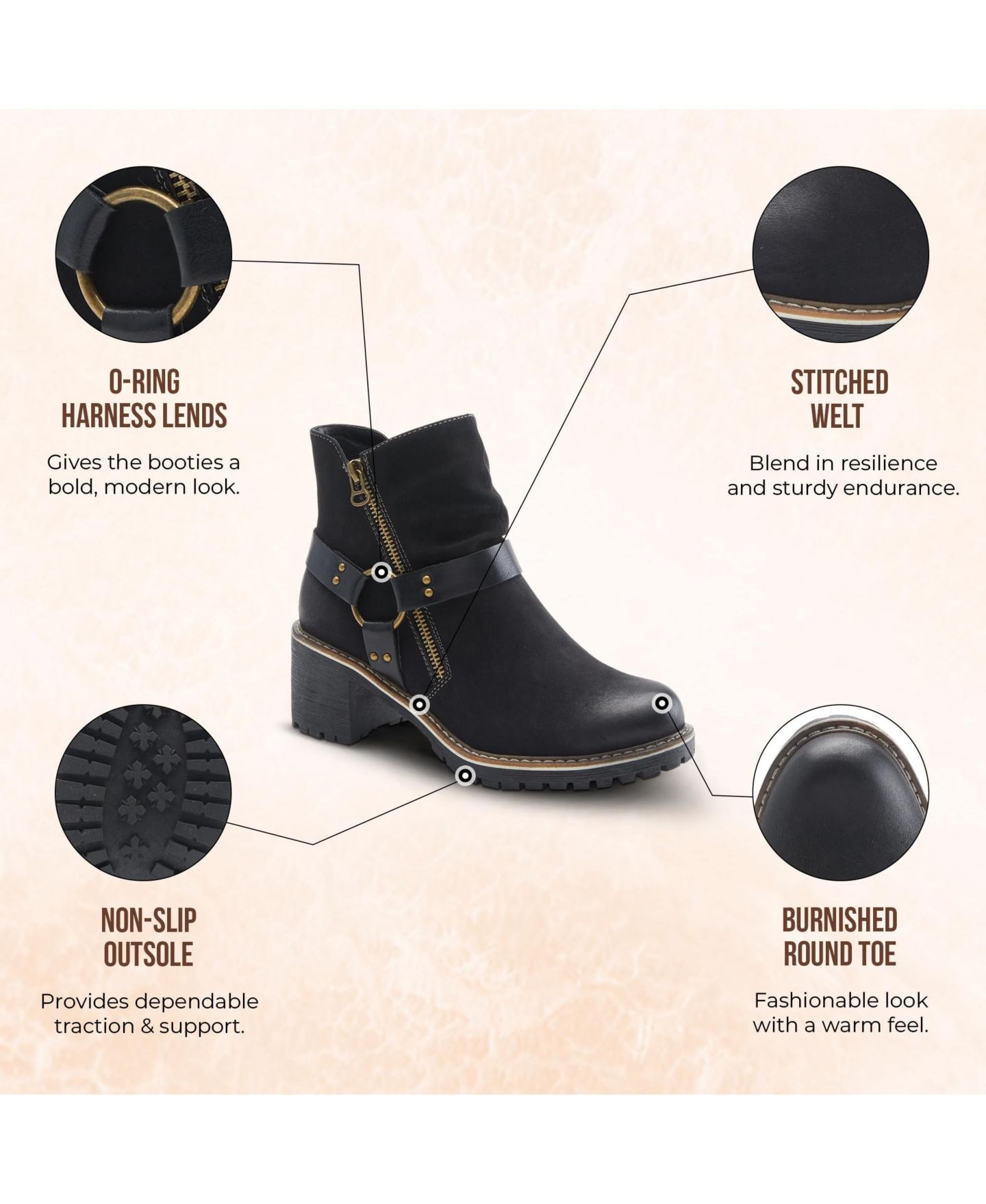 Женские ботинки Patrizia Firewood Bootie with Durable Side Zipper, цвет: Чёрный — фото 6