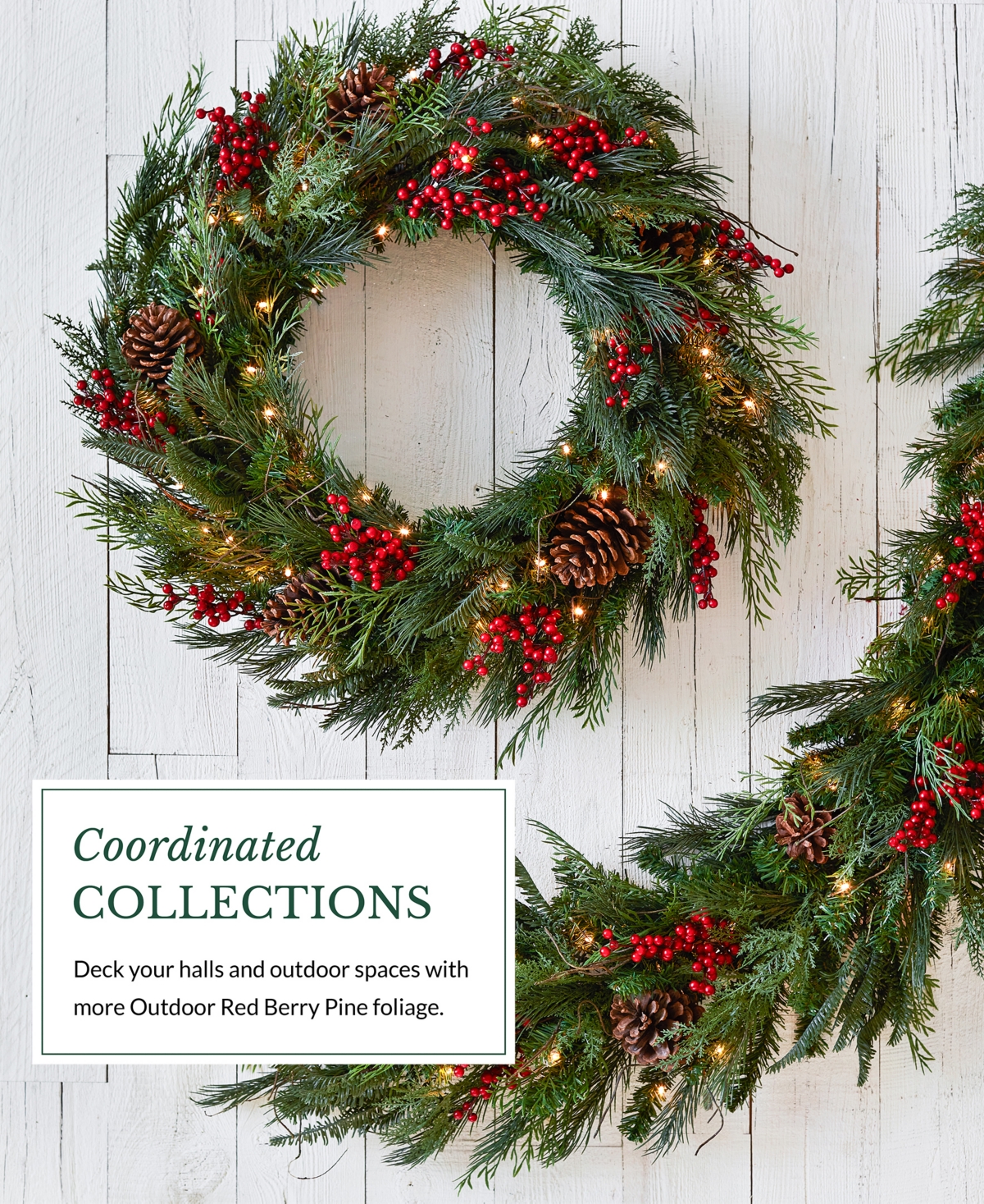 Balsam Hill 10 ft Outdoor Red Berry Pine Pre-Lit Garland