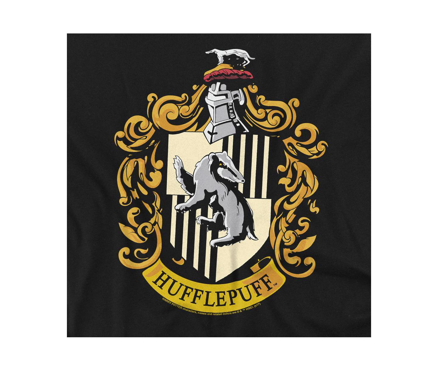Мужская толстовка Harry Potter Hufflepuff Crest Graphic Long-Sleeve Crewneck, цвет: Чёрный — фото 2