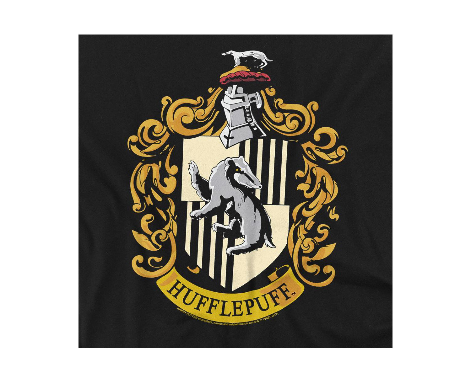 Men's Hufflepuff Crest Graphic Long-Sleeve Crewneck Sweatshirt