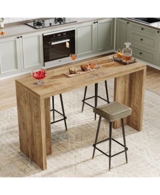 55.12 Inch Faux Marble Finished Modern Home Bar Table