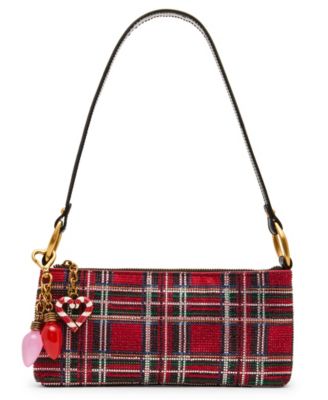 Tartan Rhinestone Medium Shoulder Handbag