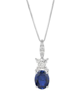 Lab-Grown Ruby (3-1/2 ct. t.w.) & Lab-Grown Diamond (1/3 ct. t.w.) Pendant Necklace in 14k Yellow Gold (Also available in Lab-Grown Emerald and Lab-Grown Sapphire)