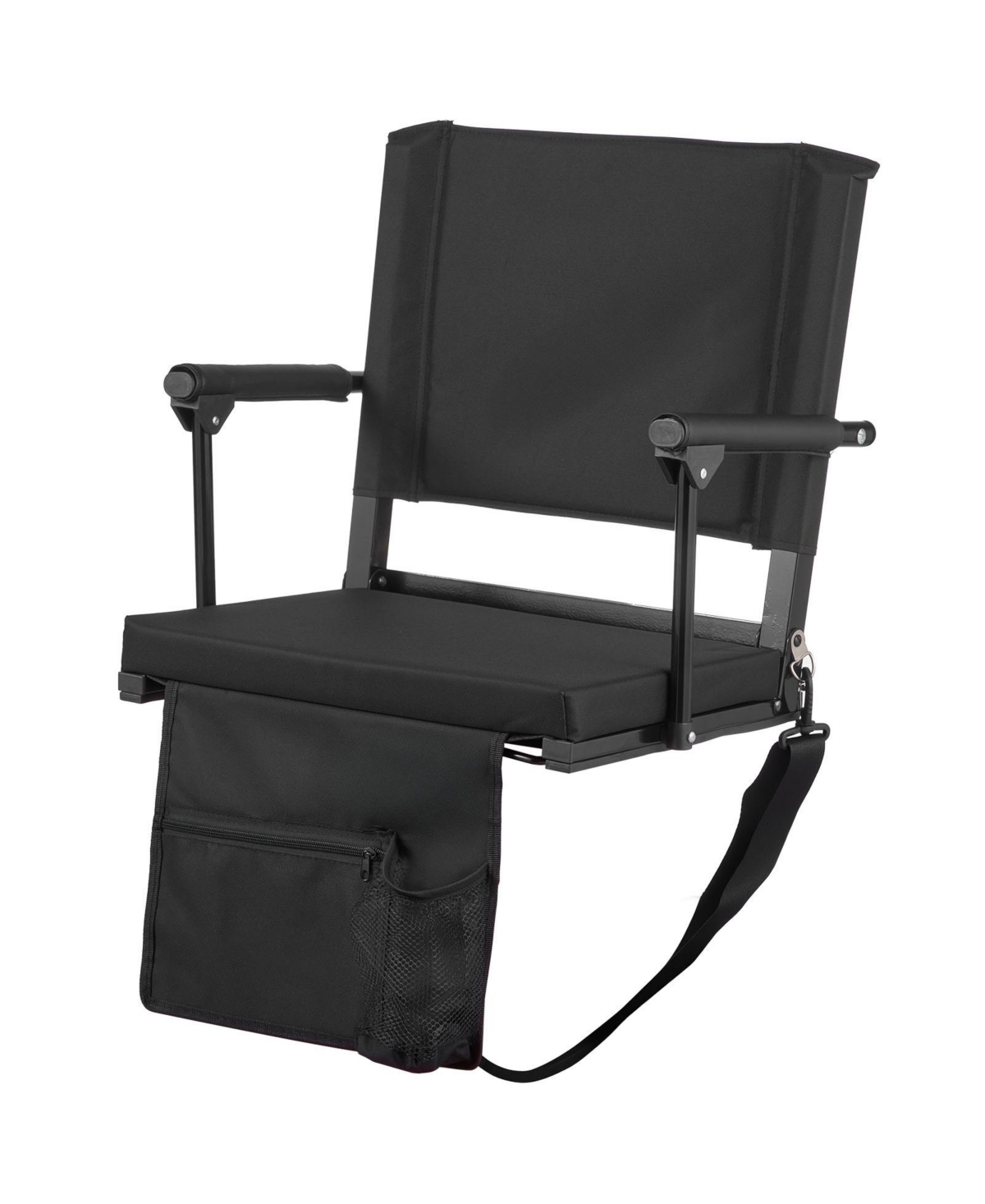 Sugift 18.7 Inch Portable Bleacher Seat with Armrests Back Support and Thick Cushion