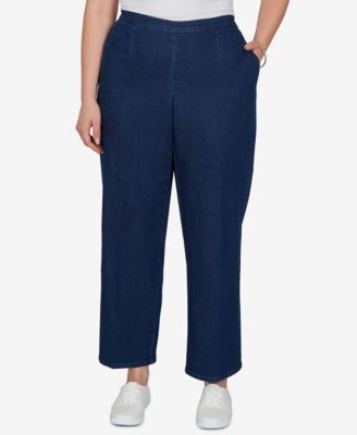 Plus Size Sunset Canyon Pull-On Elastic-Waist Denim Pants