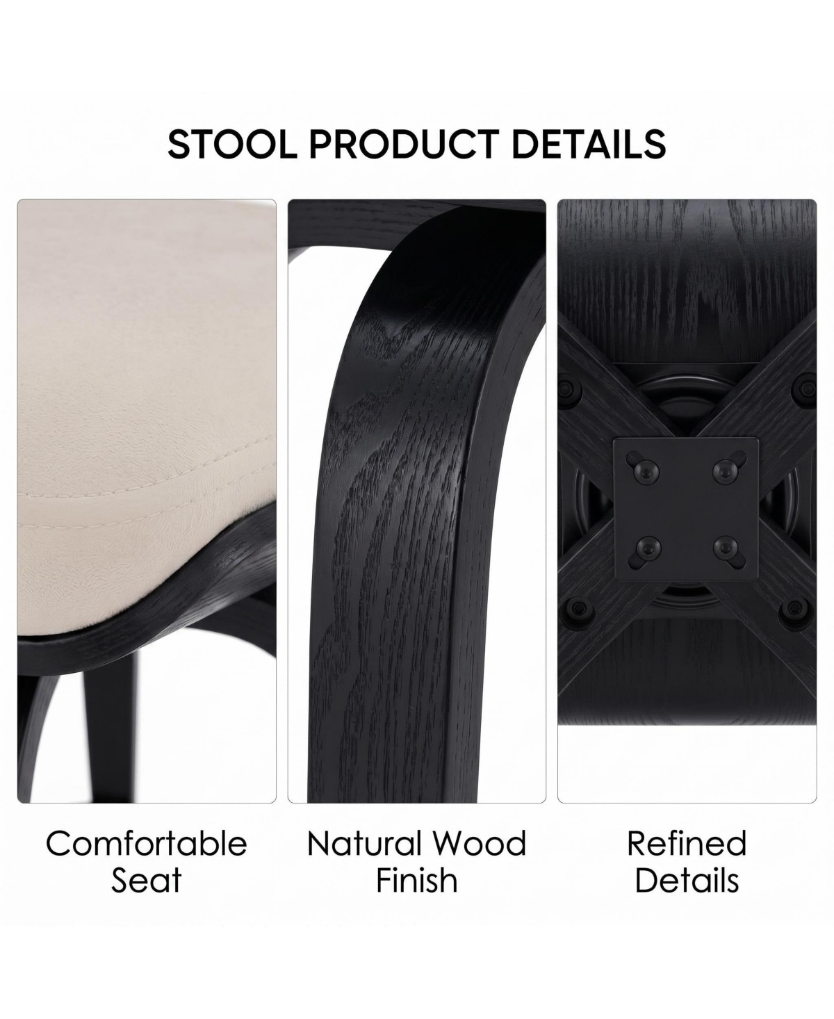 gaomon Set of 2 26" Backless Swivel Counter Stools with Flannel Saddle Seat and Bentwood Legs
