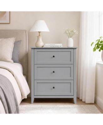 27.5" 3-Drawer Dresser with Lacquered Finish and Gold Knobs, Modern Nightstand