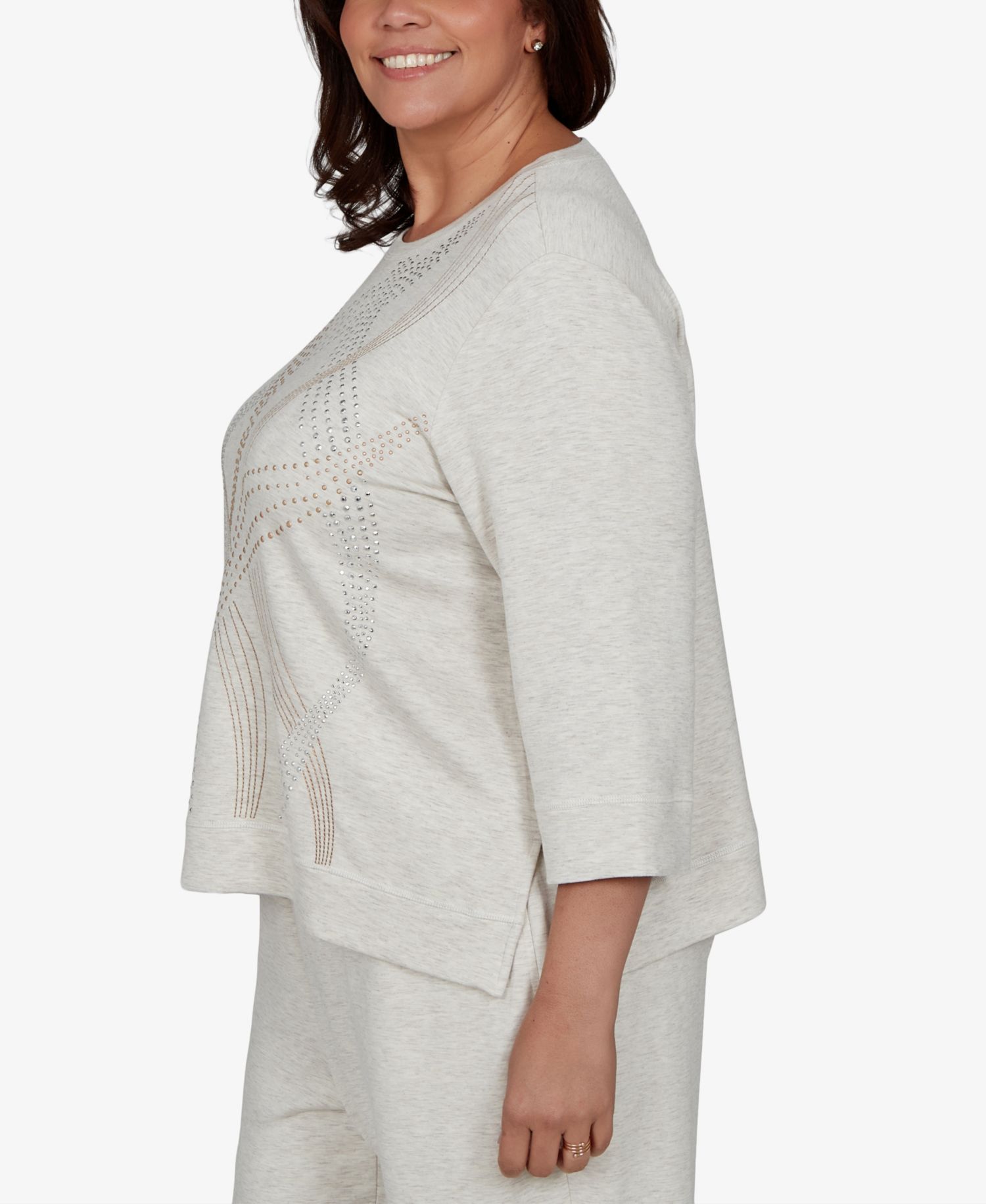 Plus Size 3/4-Sleeve Crewneck Knit Top