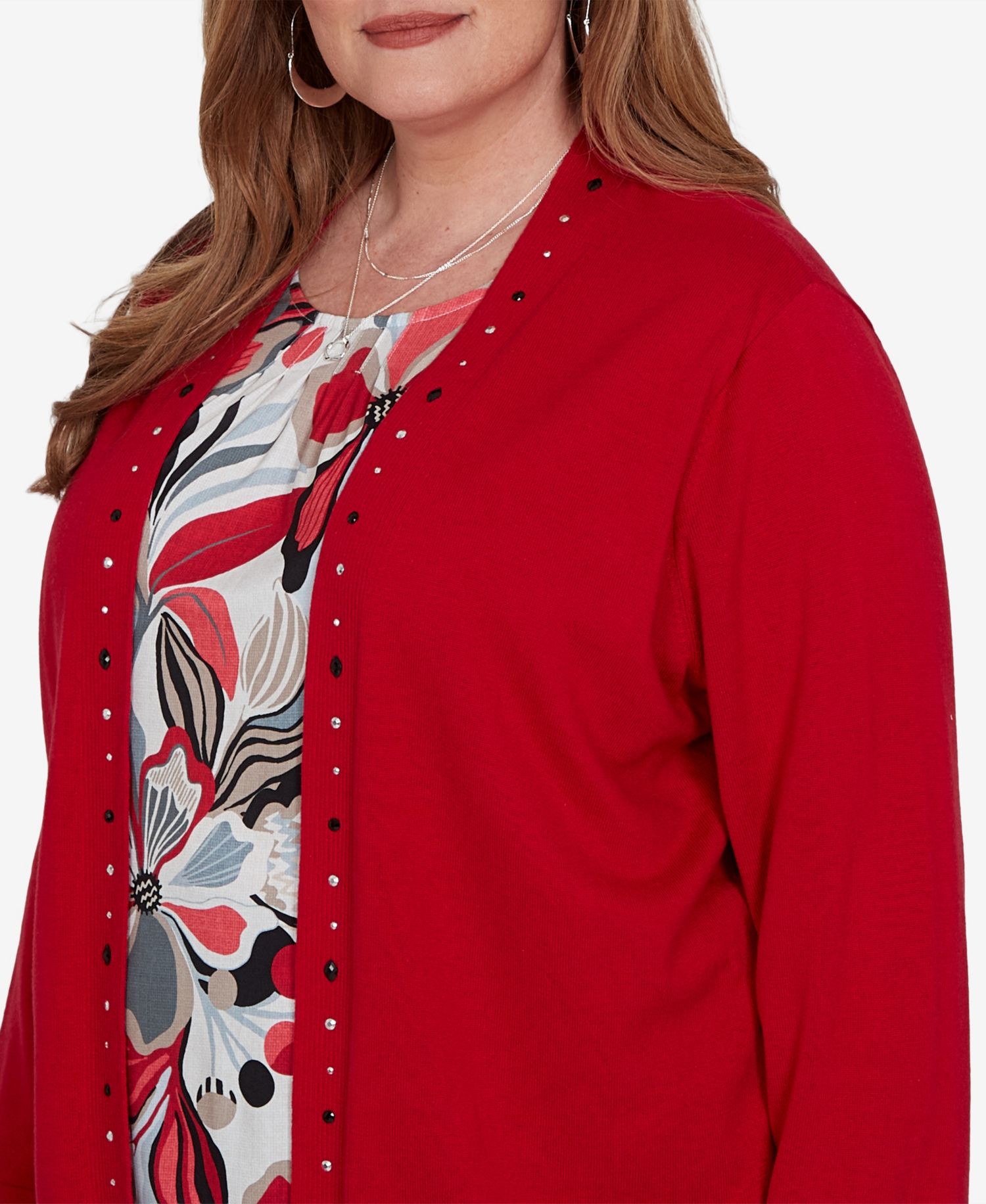 Plus Size Shawl Collar 3/4-Sleeve Cardigan Sweater