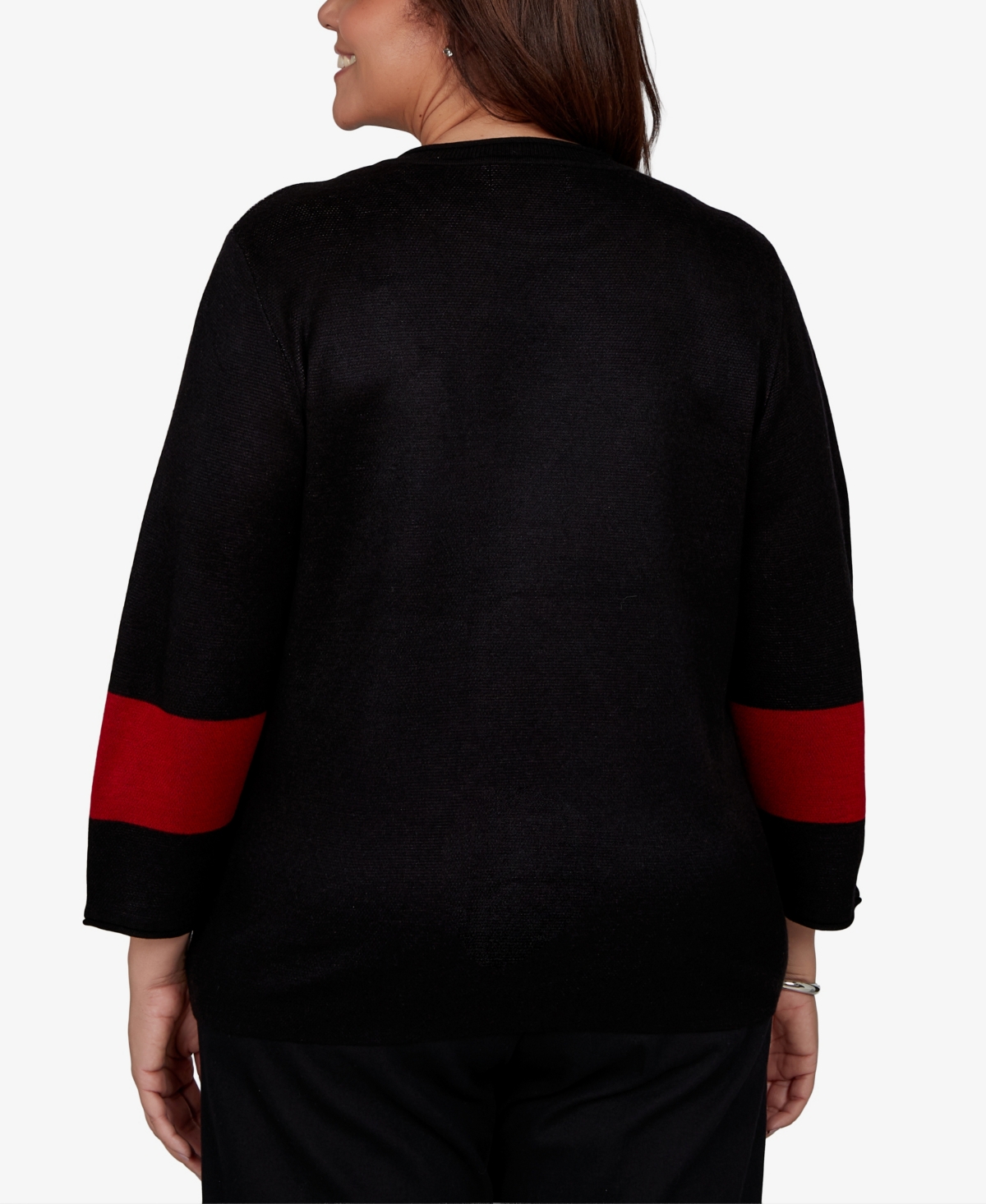 Alfred Dunner Plus Colorblocked 3/4-Sleeve Pullover Sweater