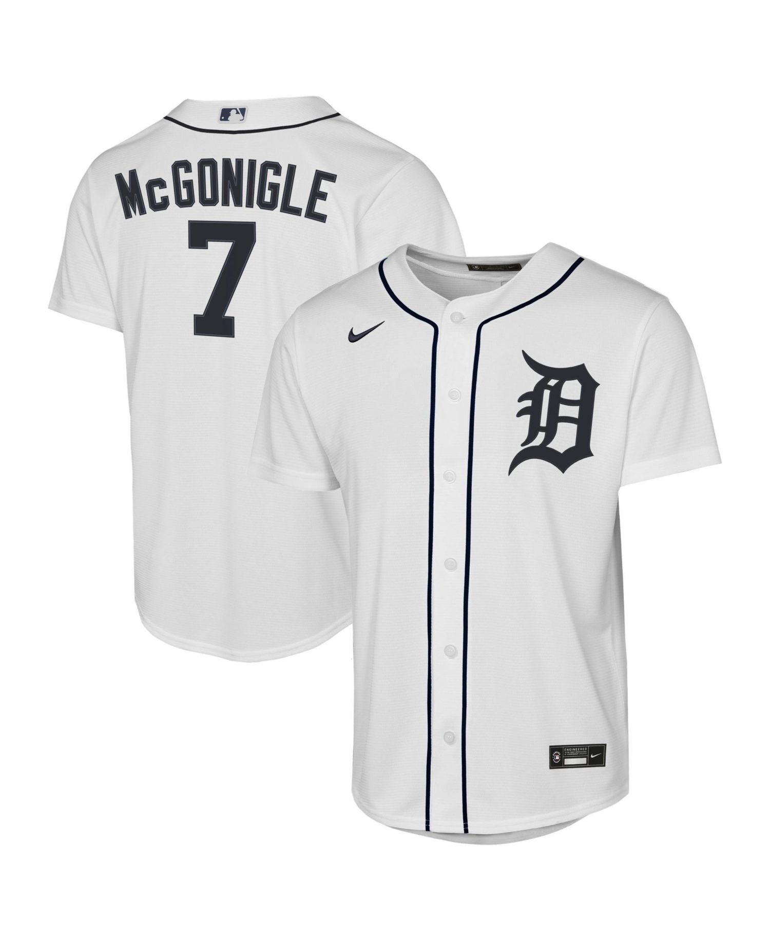 Big Boys and Girls Kevin McGonigle White Detroit Tigers Home Replica Jersey
