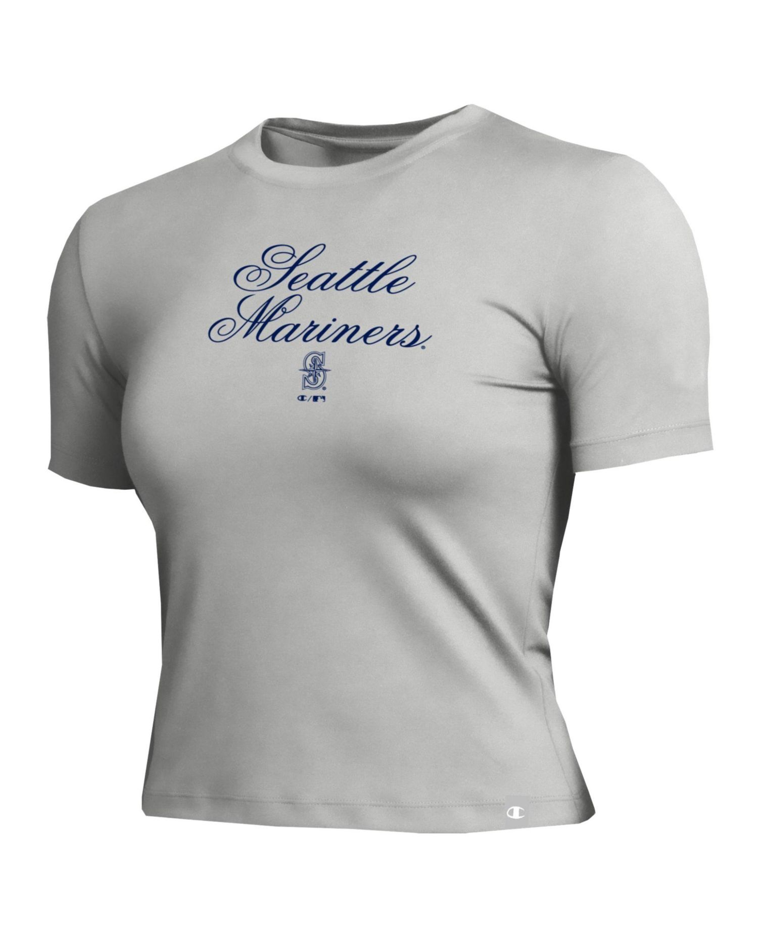 Women's Seattle Mariners Soft-Touch Fitted Cropped T-Shirt