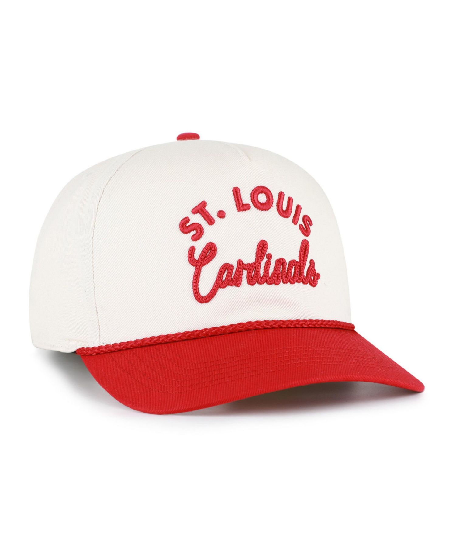 Men's Natural/Red St. Louis Cardinals Rope Script Hitch Adjustable Hat