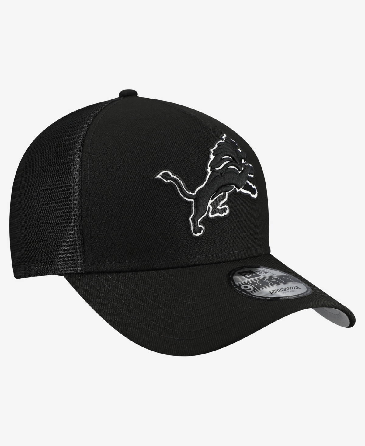 New Era Men's Black Detroit Lions City Script 9FORTY A-Frame Adjustable Hat
