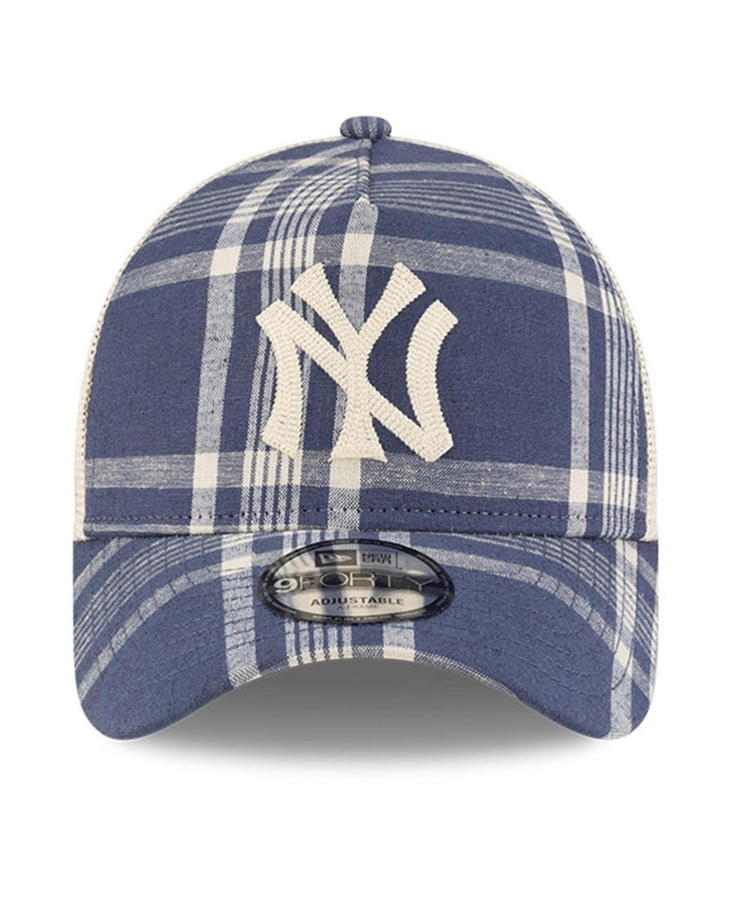 Мужская кепка New Era x Ralph Lauren Navy/Light Beige New York Yankees Plaid 9FORTY A-Frame Trucker Adjustable Hat — фото 5