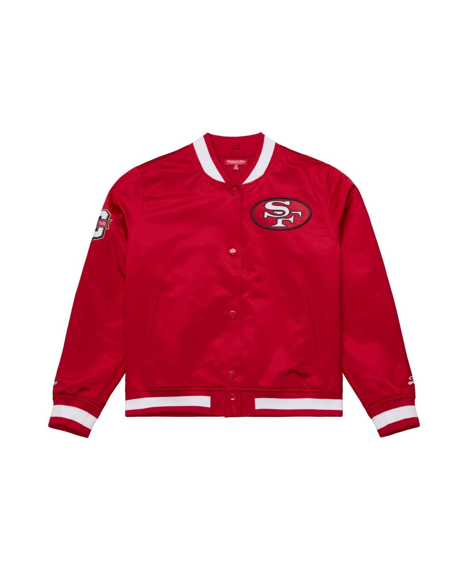 Women's Scarlet San Francisco 49ers 80th Anniversary Satin Full-Snap Jacket