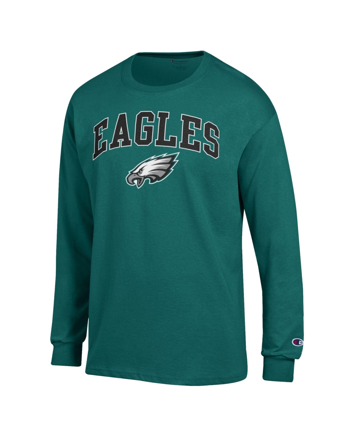 Champion Men's Philadelphia Eagles Arch Over Logo Long-Sleeve Dropped-Shoulder T-Shirt