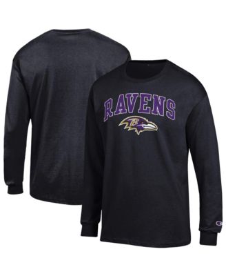 Men's Black Baltimore Ravens Arch Over Logo Long Sleeve T-Shirt