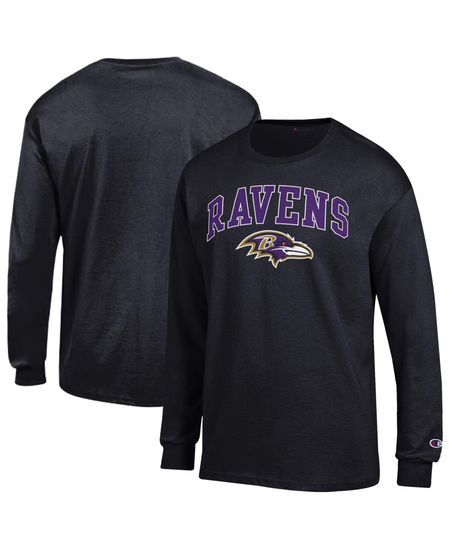 Men's Black Baltimore Ravens Arch Over Logo Long Sleeve T-Shirt