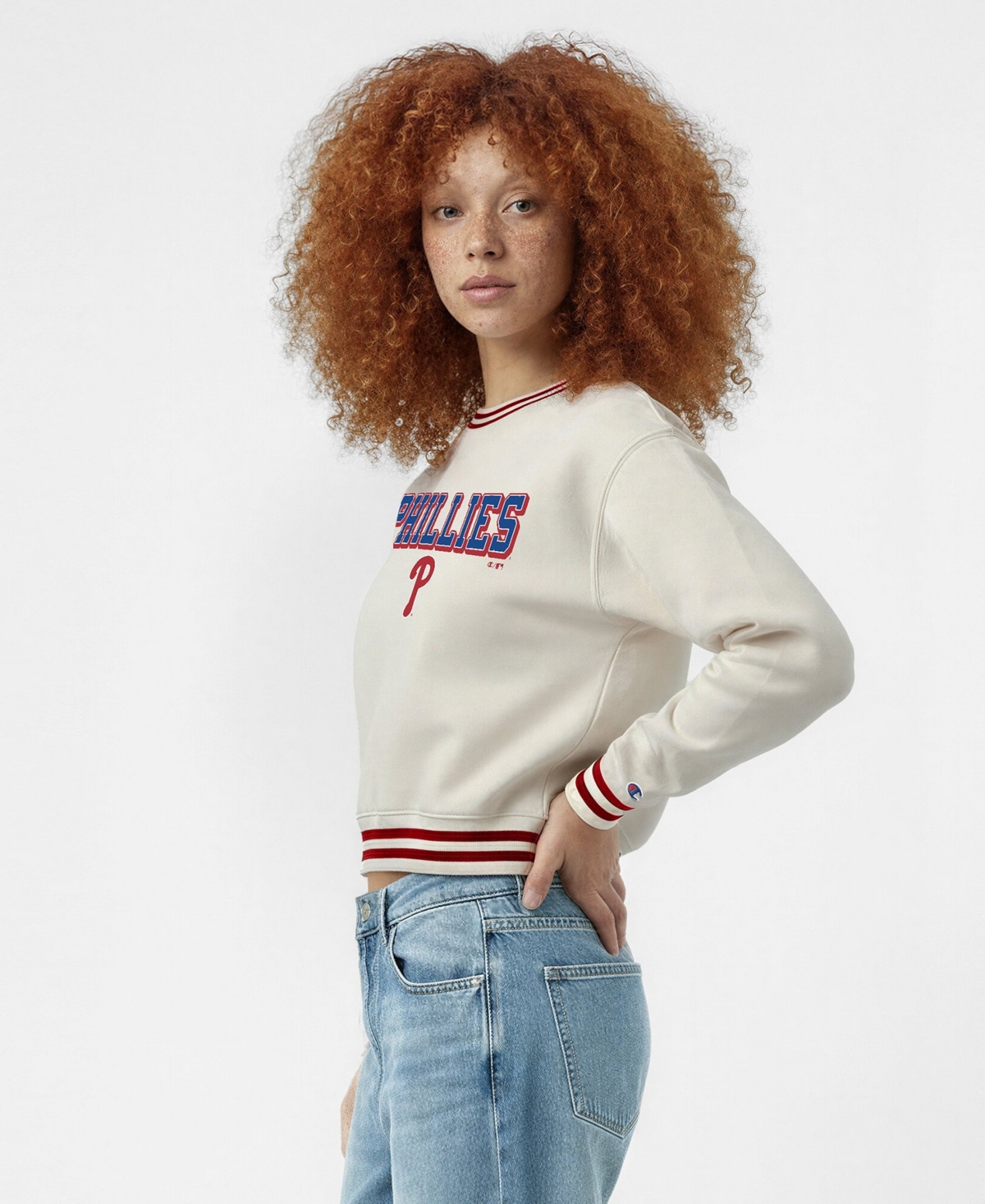 Champion Women's Cream Philadelphia Phillies Reverse Weave Sweatshirt