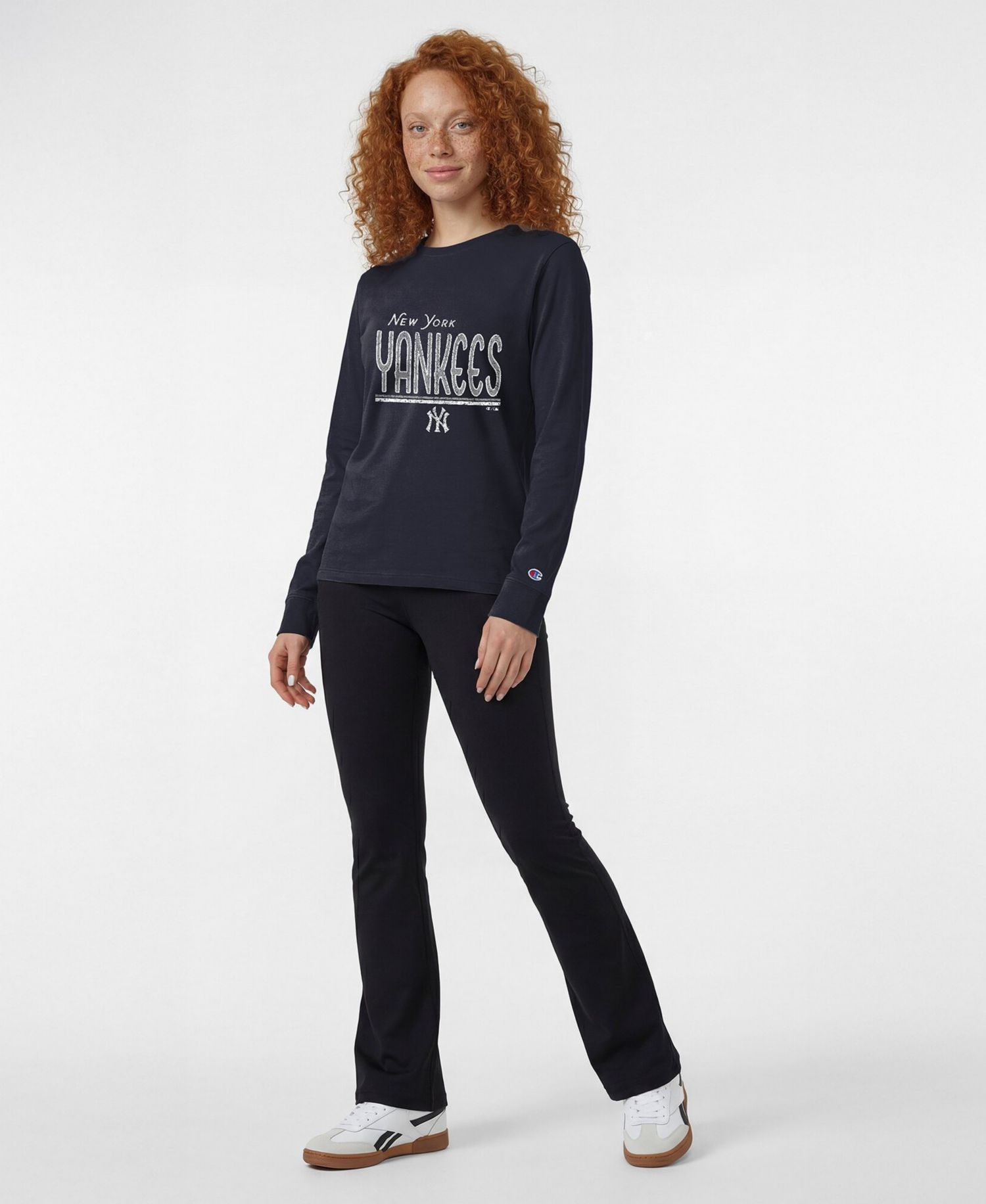 Women's New York Yankees Screen-Print Graphics Long-Sleeve T-Shirt
