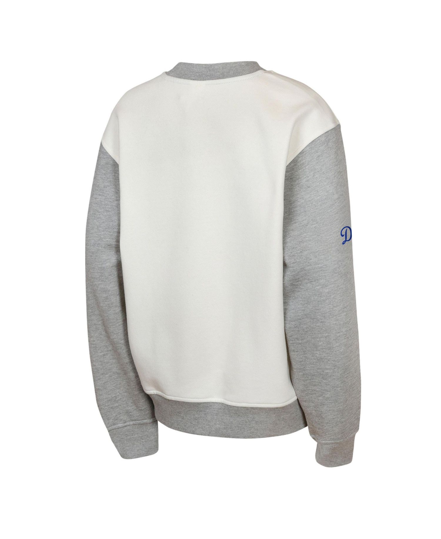 Big Boys and Girls Cream/Gray Los Angeles Dodgers Big League Power Hit Fleece Sweatshirt