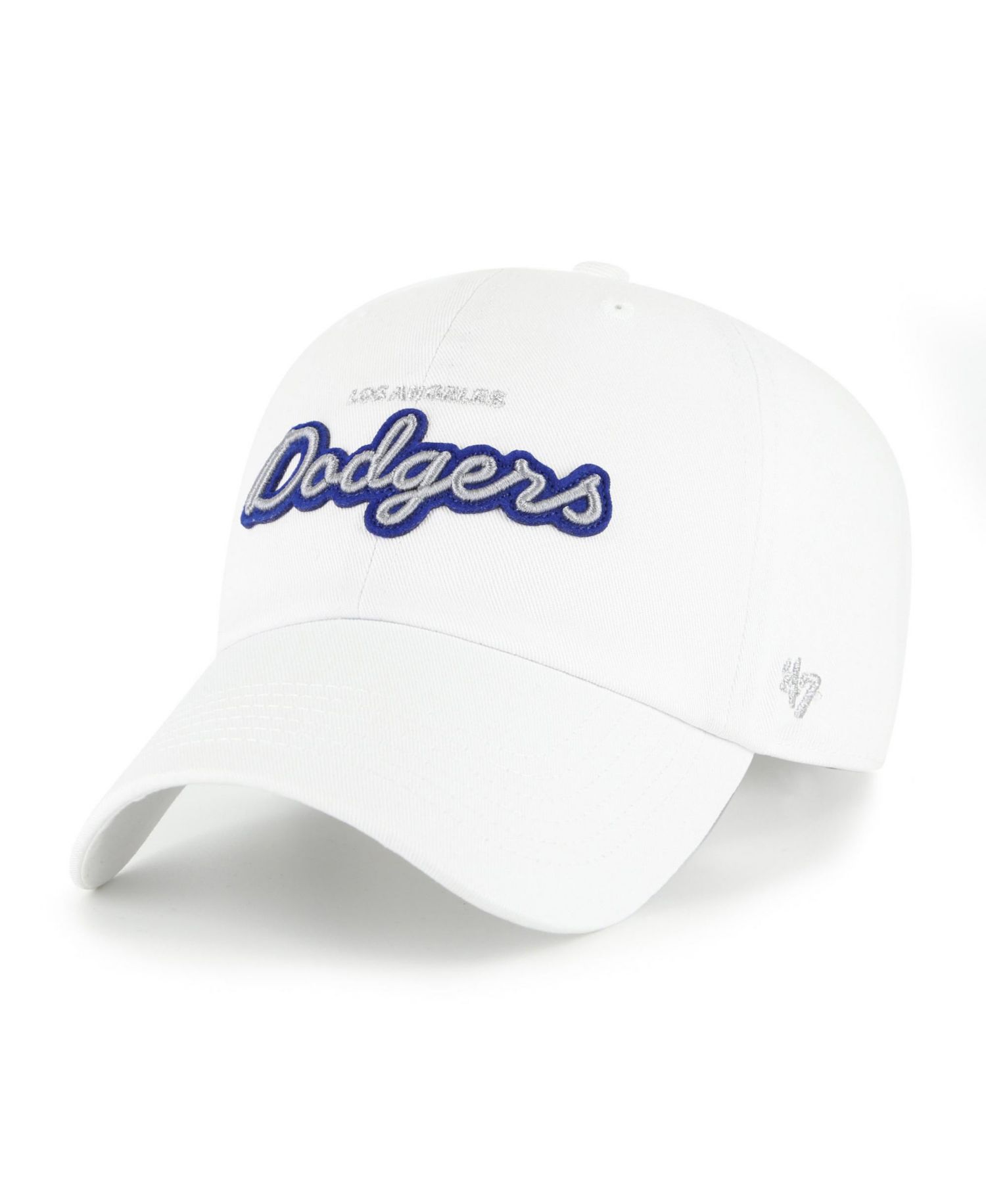 Women's White Los Angeles Dodgers Trendy Script Clean Up Adjustable Hat