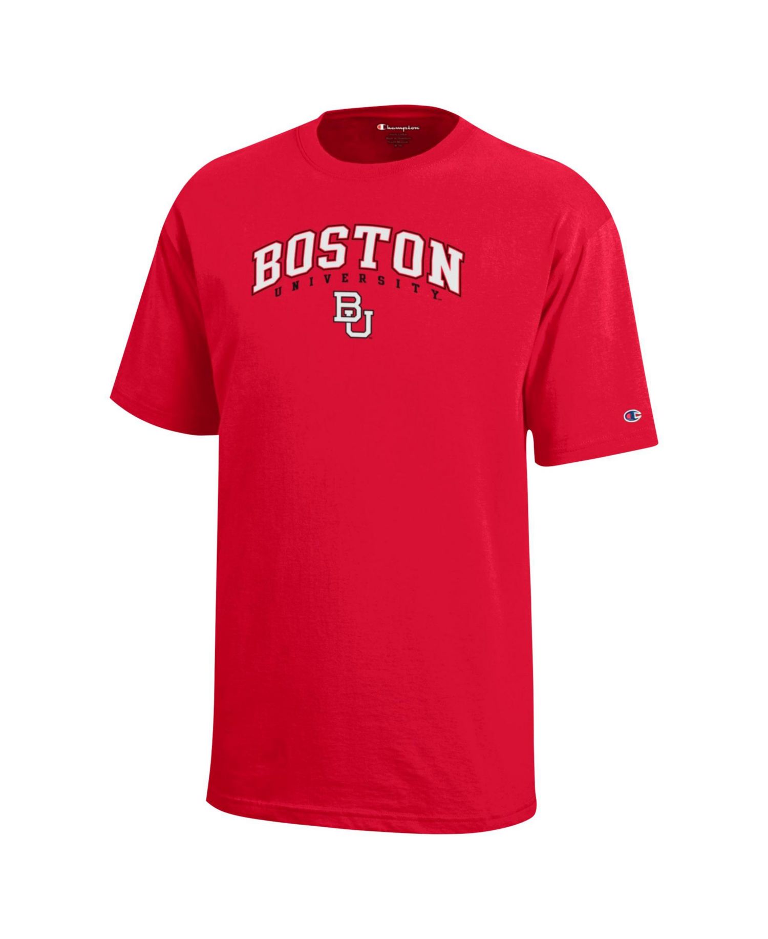 Big Boys and Girls Scarlet Boston University Arch Over Logo T-Shirt