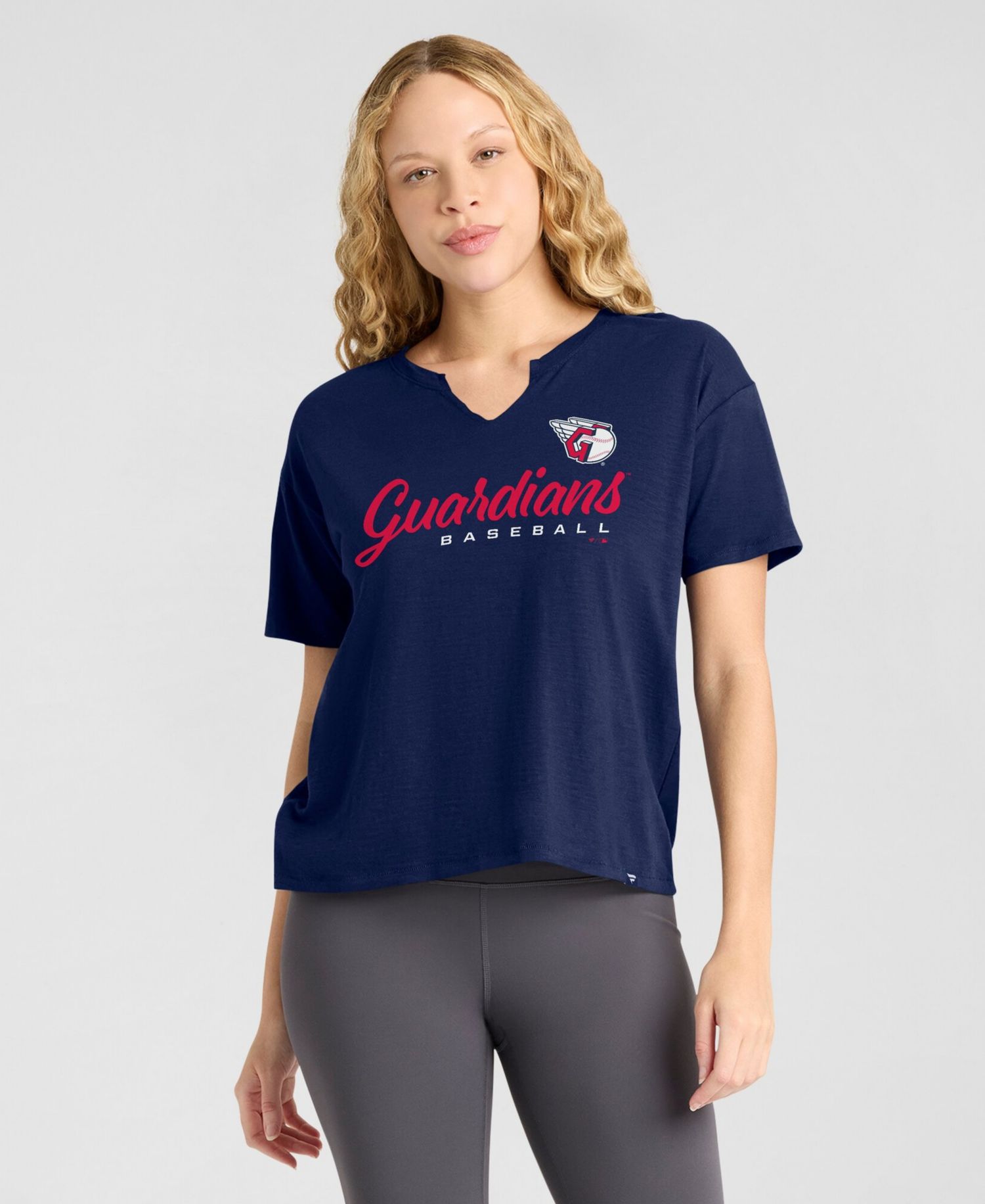 Women's Cleveland Guardians Boxy Slub Notch Neck T-Shirt