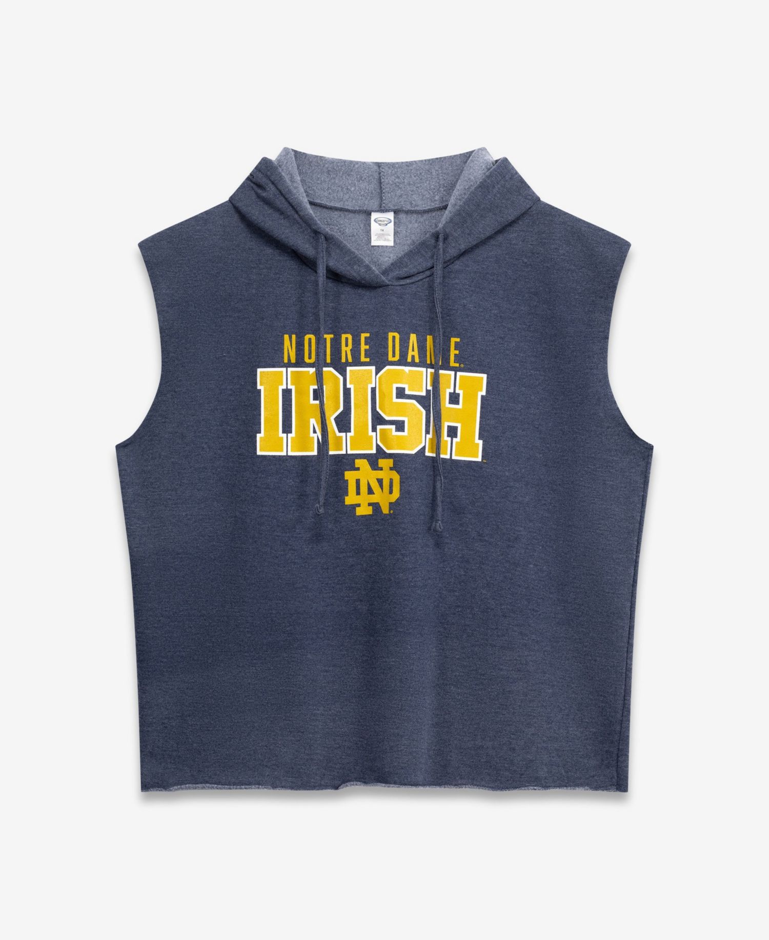 Plus Size Notre Dame Fighting Irish Hooded Sleeveless Cotton-Blend Shorts and Sleeveless Hoodie Set