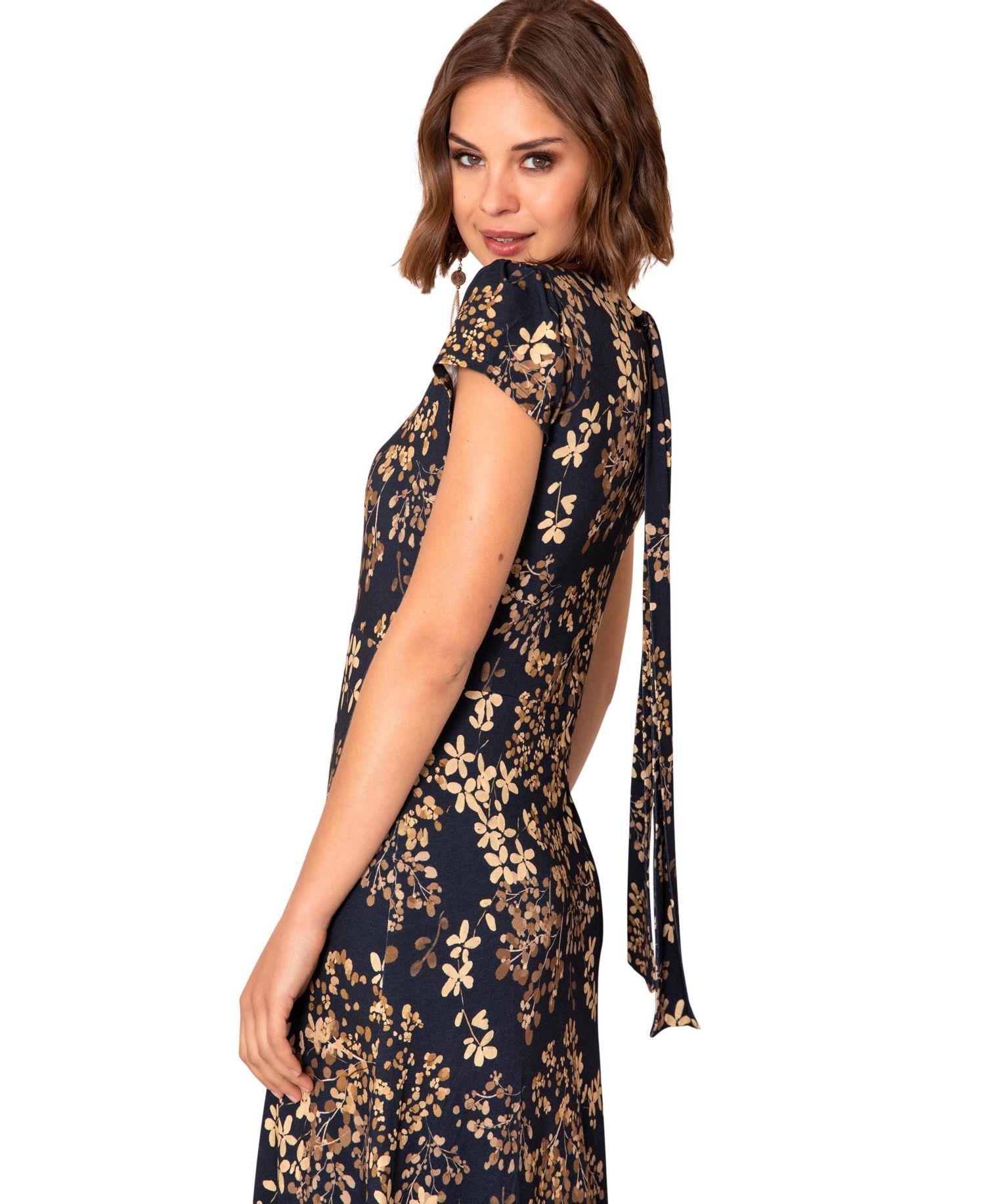 Women's Saffie Floral Keyhole Wedding Guest Midi Dress