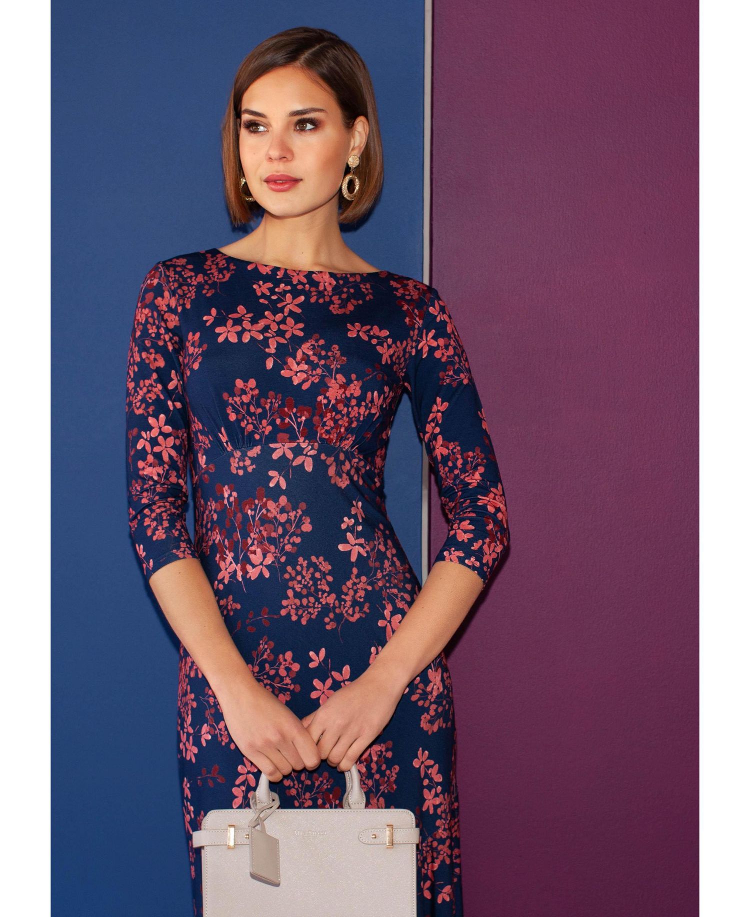Women's Maxine Floral-Print Asymmetric Bias-Cut Midi Dress