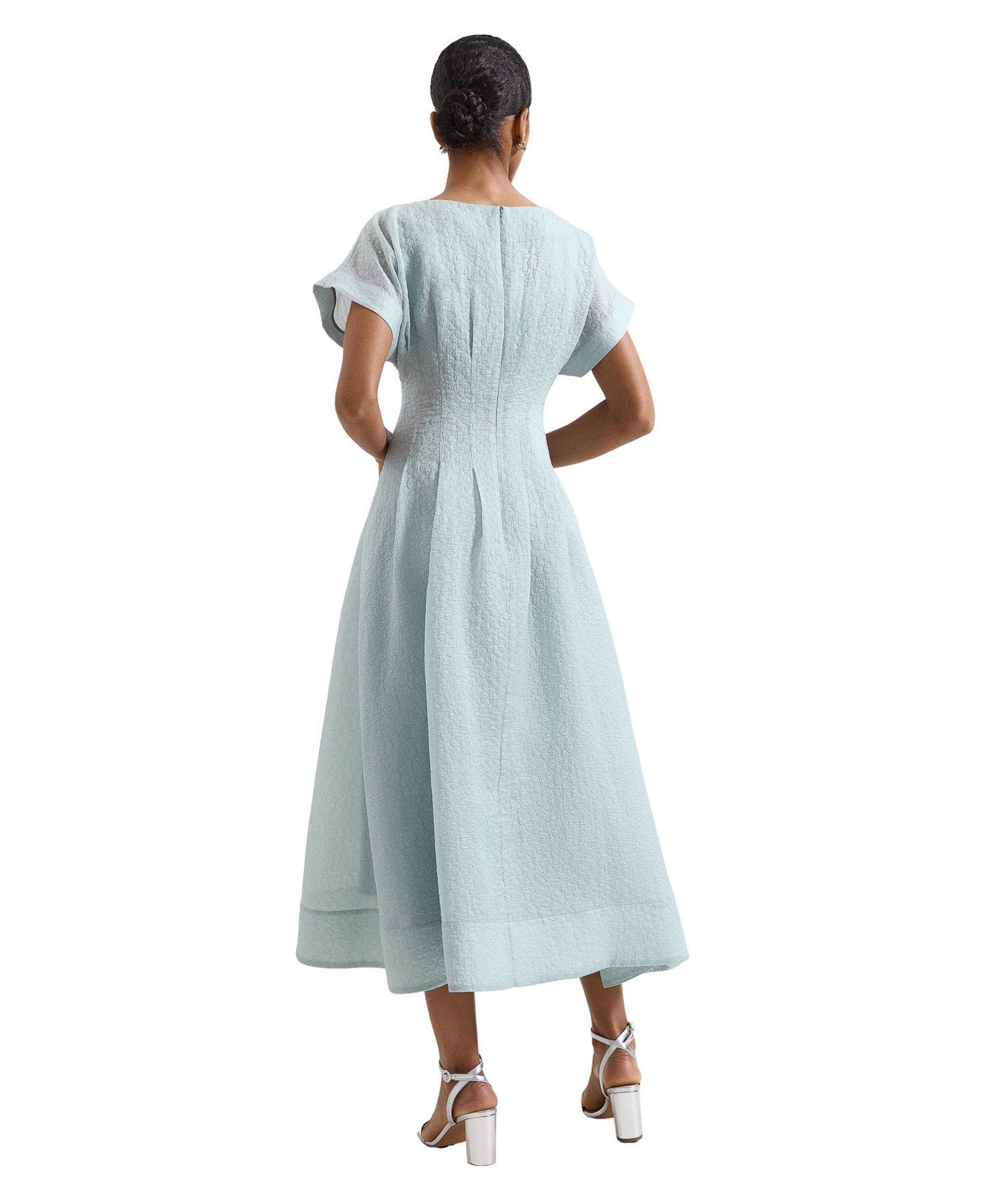 Женское платье Phase Eight Laya Boat Neck Short-Sleeve A-Line Midi, цвет: Бледный синий — фото 3